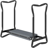 Outsunny 2 In 1 Garden Kneeler Seat Kneeling Pad Support Bench Foldable Knee Protector, Grey(m-11)