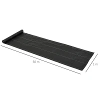 Outsunny Telo per Pacciamatura 50x1 m in PP Drenante e Traspirante per Orto, Serra e Giardino, Nero(m-3)