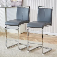 Lot de 2 tabourets de bar style nordique, design élégant, idéal pour cuisine, bar ou restaurant, 38.9x46.5x96.5 cm, Argent(m-5)