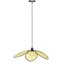 HOMCOM Lámpara Colgante Lámpara de Techo de Ratán Sintético Iluminación de Techo E27 con Cable Ajustable Ø68x115 cm Natural(m-11)