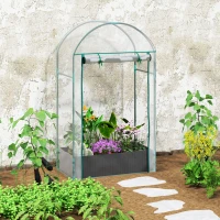 Outsunny Serra a Parete con Sacco per Piante e Ingresso Avvolgibile, in Acciaio e Plastica, 89x50x152 cm, Trasparente(m-9)
