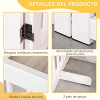 PawHut Barrera de Seguridad para Perros Plegable de Madera para Escaleras y Puertas con Soporte de Pie 204x36x75 cm Blanco(m-6)