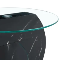 Table basse moderne minimaliste, design italien, pieds antidérapants, 89.9x69.9x43.2 cm, Transparent(m-9)