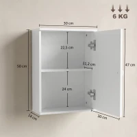 HOMCOM Mobiletto Bagno Pensile Sopra WC con Ripiano Regolabile e Anta, Bianco(m-3)