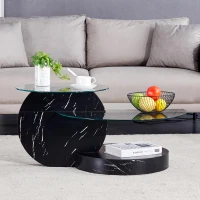 Table basse moderne minimaliste, design italien, pieds antidérapants, 89.9x69.9x43.2 cm, Transparent(m-4)