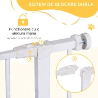 Pawhut Poarta Siguranta Copii & Animale – 76×72–82 cm, Alb Reglabila(m-4)