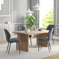 HOMCOM Set of Four Flannel Relaxed Tub Dining Chairs - Dark Grey(m-10)