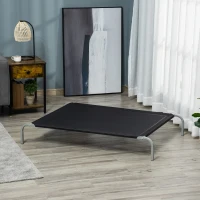 PawHut Cama para Perros Gatos Elevada Transpirable Cama para Mascotas con Marco de Acero para Dormir Relajar 130x90x20cm Negro(m-10)