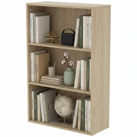 HOMCOM Aufbewahrungsregal mit 3 Fächern und verstellbarer Ablage, 60 x 24 x 93 cm, Naturholz(m-7)