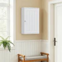 HOMCOM Mobiletto Bagno Pensile Sopra WC con Ripiano Regolabile e Anta, Bianco(m-8)