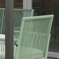 Outsunny Conjunto de Jardín Exterior de Ratán Sintético con 2 Sillones 1 Sofá de 2 Plazas 1 Mesa de Centro y Cojines Verde(m-9)
