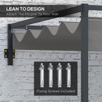 Outsunny 2 x 3(m) Lean To Steel Pergola, with Moving Fabric Canopy - Dark Grey(m-4)