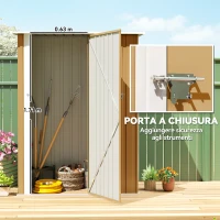 Outsunny Capanno Porta Attrezzi in Metallo con Tetto Inclinato e Porta Bloccabile, 142x86x189 cm, Giallo(m-4)