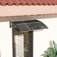 Outsunny Marquesina de Protección contra Sol y Lluvia 100x75x23 cm con Cubierta de Policarbonato para Puertas y Ventanas Negro(m-10)