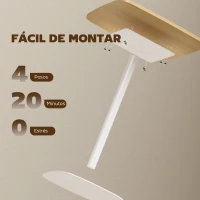 HOMCOM Mesa de Comedor Pequeña Mesa de Cocina Cuadrada para 2 Personas Base Cuadrada de Acero 60x60x75 cm Natural y Blanco(m-7)