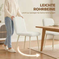 HOMCOM Eetkamerstoelen set van 2, gevoerde keukenstoelen in linnenlook met lichte poten, crème(m-6)