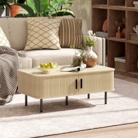 HOMCOM Consola Vintage Mesa de Pasillo con 2 Puertas Correderas de Tambor Tipo Persiana 100x30x80 cm Roble y Negro(m-8)