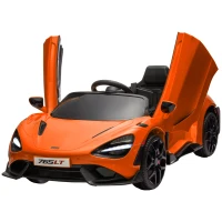 AIYAPLAY McLaren 765LT Licensed 12V Kids Electric Ride on Car with Butterfly Doors, Remote Control, Transport Wheels, Orange(m-12)
