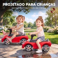 AIYAPLAY Carro sem Pedais para Crianças 18-36 Meses com Licença Porsche, 2 Faróis, Buzina e Som de Arranque, 63x28,5x38 cm, Vermelho(m-6)