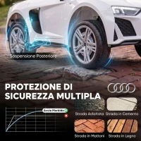 AIYAPLAY Macchina Elettrica per Bambini 3+ Anni 12V Audi R8 Spyder, 3-5 km/h con 2 Motori e Telecomando, Bianco(m-6)