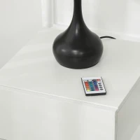 HOMCOM Comodino Moderno con 16 Luci LED RGB, Telecomando e Due Cassetti in Truciolato, 70x37x38cm, Bianco(m-8)