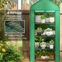 Outsunny Serra per Piante a 4 Ripiani con Porta Avvolgibile, in Metallo e PE, 69x49x158 cm, Verde Scuro(m-5)