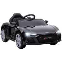 AIYAPLAY Elektrische kinderauto 12V met afstandsbediening, lithium-accu, 2 motoren, soft-start en achtervering, zwart(m-1)