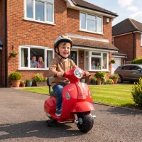 AIYAPLAY Moto Elettrica per Bambini 1.5-3 Anni MINI VESPA GTS 6V, Rossa(m-10)