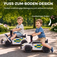 AIYAPLAY Kinderloopauto Politie met Muziek, Verlichting, Anti-kipbescherming en Opbergruimte, 18-36 Maanden, Wit(m-6)