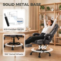 HOMCOM Executive Home Office Chair Reclining Function Footrest Computer Desk Chair High Back, Grey(m-8)