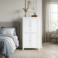 HOMCOM Mobile Bagno con 4 Ante e Ripiani Regolabili, per Lavanderia Salotto Soggiorno Cucina, 60x30x110 cm, Bianco(m-8)