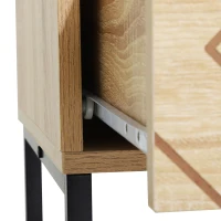 HOMCOM Bedroom Chest of Drawers, 6 Drawer Dresser, Sideboard Cabinet with Zigzag Design and Metal Base, Storage Drawer Unit, 120x71cm, Natural(m-8)