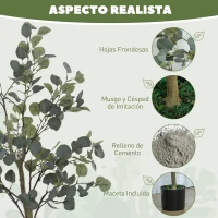HOMCOM Planta Artificial Decorativa de 150 cm Eucaliptus Sintético con 230 Hojas en Maceta para Interior Verde(m-4)