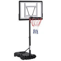 HOMCOM Panier de basket extérieur pour Bord de Piscine Poteau Panneau, Base de lestage sur roulettes Hauteur de l'arceau réglable 1,1-1,3 m Noir Blanc(m-1)