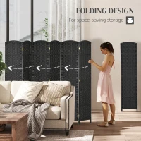 HOMCOM 6 Panel Folding Room Divider, Freestanding Privacy Screen for Living Room, Bedroom and Office, 240 x 170cm, Black(m-5)