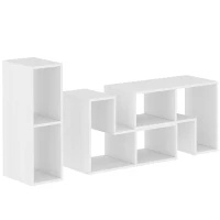 HOMCOM Three-Block Modular TV Stand - White Wood-Effect(m-1)