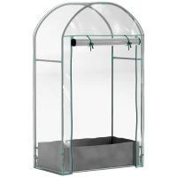 Outsunny Serra a Parete con Sacco per Piante e Ingresso Avvolgibile, in Acciaio e Plastica, 89x50x152 cm, Trasparente(m-1)