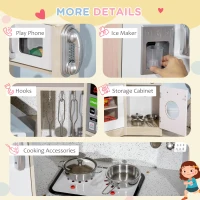 HOMCOM Kids Kitchen Playset, with Accessories, Storage Space(m-6)