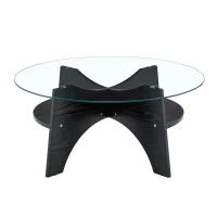 Table basse ronde, design moderne, patins antidérapants, 80x80x36 cm, Transparent(m-9)