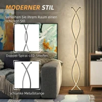 HOMCOM Stehlampe dimmbar moderne Doppelspirale Stehleuchte LED-Lichtquelle Schwarz(m-4)