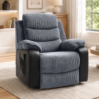 HOMCOM Sta-op-stoel met zachte corduroybekleding, verstelbare fauteuil met afstandsbediening en zijvakken, donkergrijs(m-9)