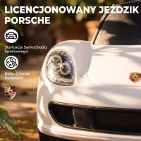 AIYAPLAY Carro sem Pedais para Crianças 18-36 Meses com Licença Porsche, 2 Faróis, Buzina e Som de Arranque, 63x28,5x38 cm, Branco(m-4)