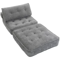 HOMCOM Sillón Convertible 1 Plaza 3 en 1 de 95x220 cm con 2 Cojines y Asiento Grueso Gris Claro(m-1)