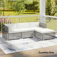 Outsunny 7-Piece Patio Furniture Cushions, Outdoor Loveseat Cushion with Removable Covers for Rattan Furniture, 60x60 cm, Cream(m-8)