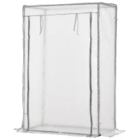 Outsunny 100 x 50 x 150cm Tomato Greenhouse with Roll-up Door, Mini Greenhouse with PE Cover, Outdoor Grow House Small Green House for Yard, Balcony, Garden, White(m-10)