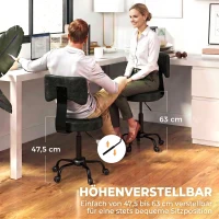 HOMCOM Rollhocker, höhenverstellbarer Salonstuhl aus PU-Leder mit Polstersitz, Rückenlehne und Rollen, Schwarz(m-4)