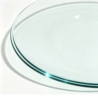 Plateau de table rond en verre trempé, résistant aux chocs et à la chaleur, sans montage, 61x61x0.6 cm, Transparent(m-9)