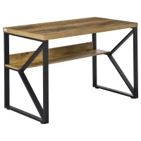 HOMCOM Computer Desk Writing Desk Home Office PC Laptop Workstation with Storage Shelf 120 x 60 x 76cm Black Brown Wood Effect(m-10)