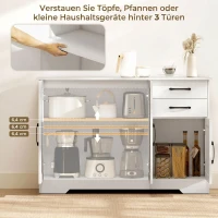 HOMCOM Dressoir met 2 laden, verstelbare plank en 3 deuren - moderne opbergkast, wit(m-4)