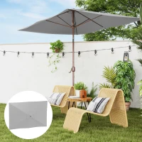 Outsunny Telo per Ombrellone Rettangolare 3x2 m con Presa d'Aria Superiore, in Poliestere 180 g/m², Grigio Chiaro(m-2)